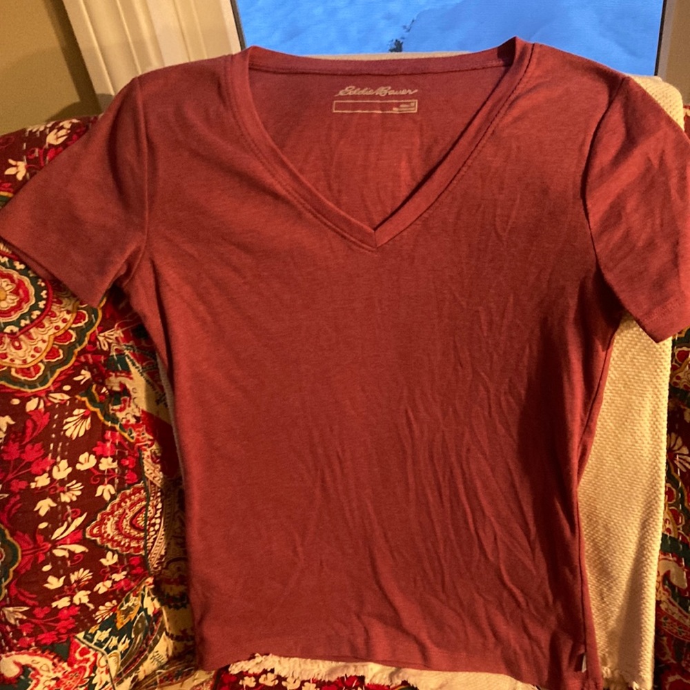 Eddie Bauer Women’s size M Heather Ed rose short sleeve t-shirt 50/50 blend